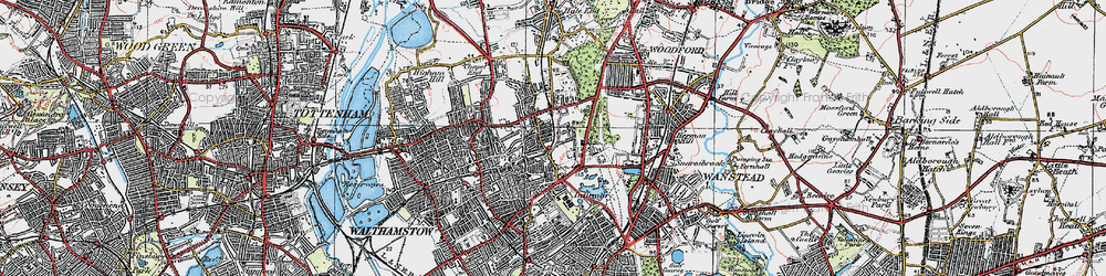 Old map of Upper Walthamstow in 1920