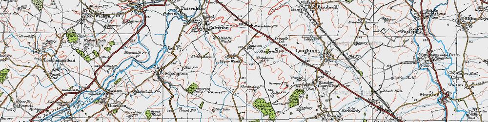 Old map of Upper Weald in 1919