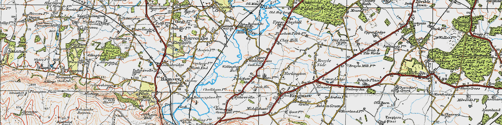 Old map of Upper Wellingham in 1920