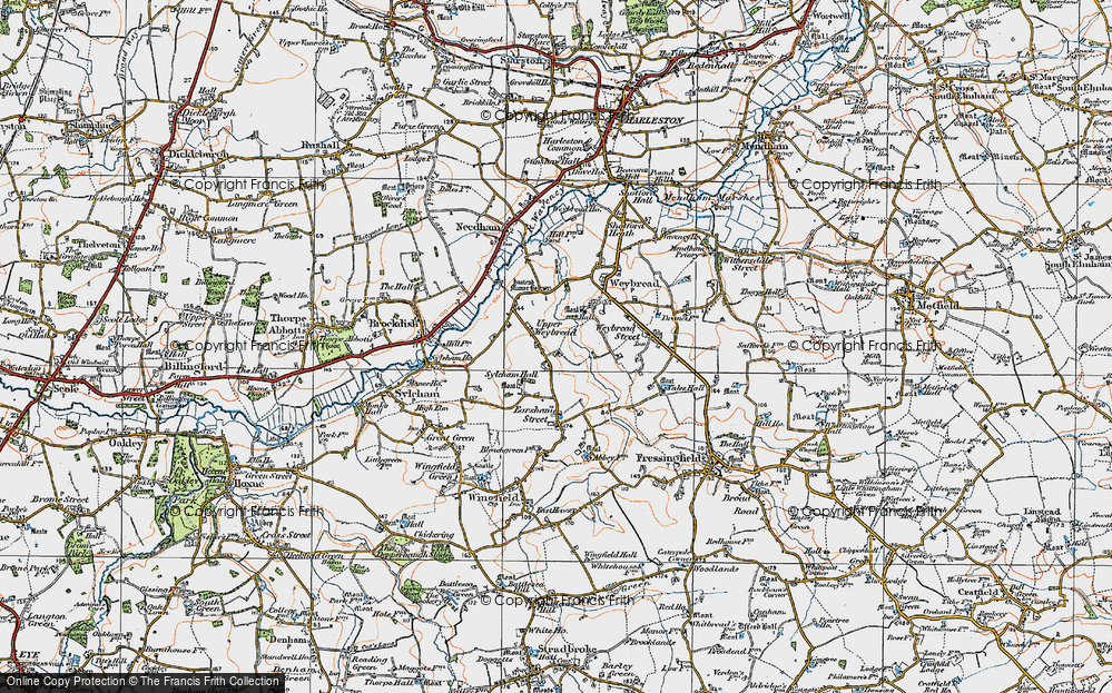 Old Map of Upper Weybread, 1921 in 1921