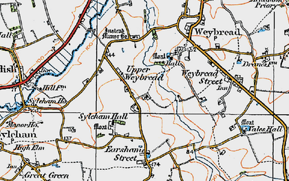 Old map of Upper Weybread in 1921