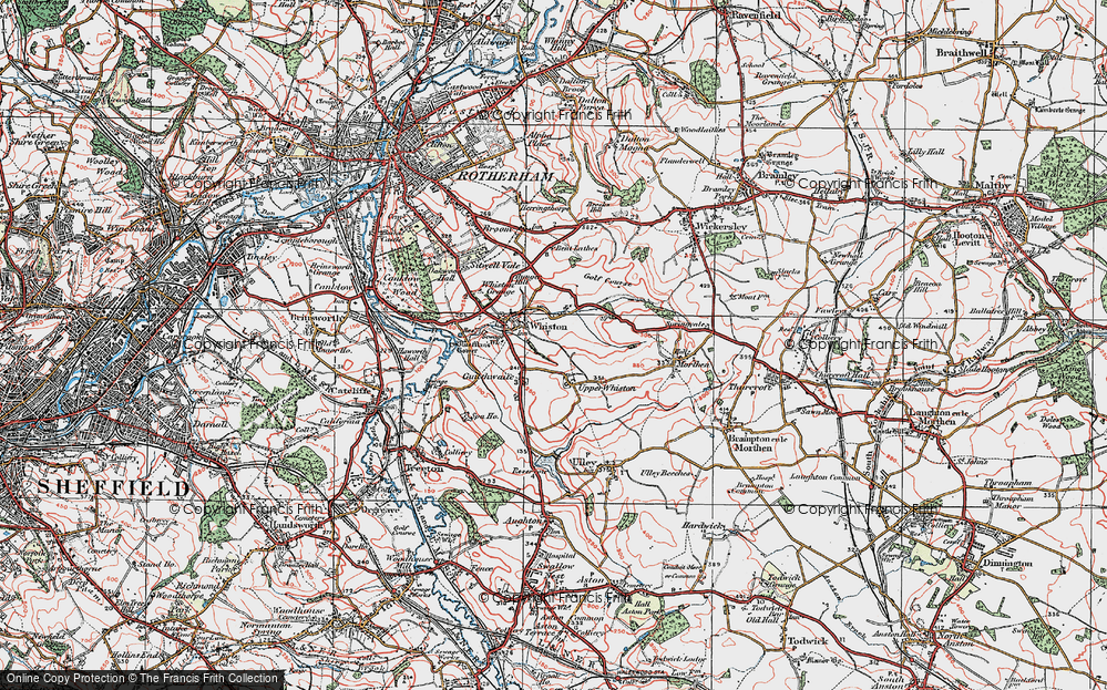 Old Map of Upper Whiston, 1923 in 1923
