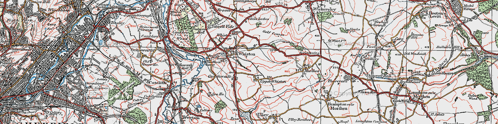 Old map of Upper Whiston in 1923