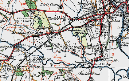 Old map of Upper Wick in 1920