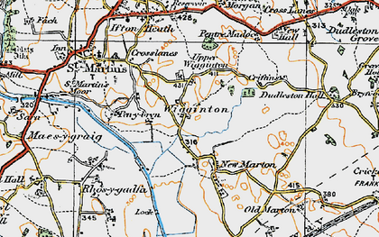 Old map of Upper Wigginton in 1921