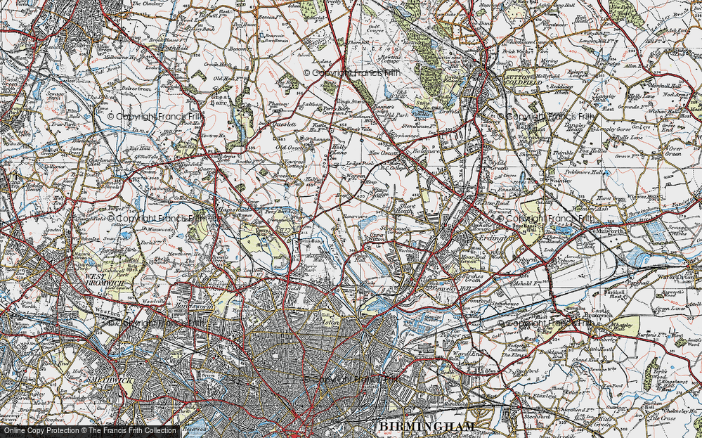 Old Map of Historic Map covering Witton Lakes in 1921