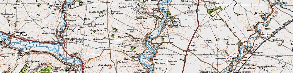 Old map of Upper Woodford in 1919
