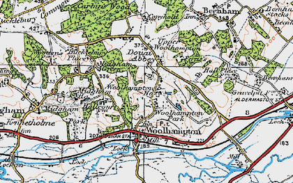 Old map of Upper Woolhampton in 1919