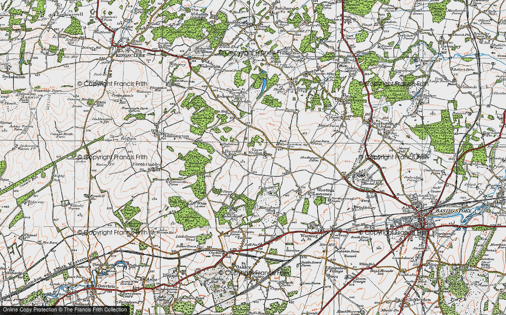 Old Map of Historic Map covering Whitedown in 1919