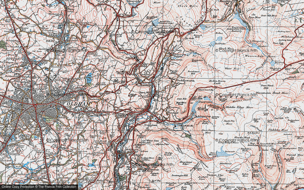 Old Map of Uppermill, 1924 in 1924