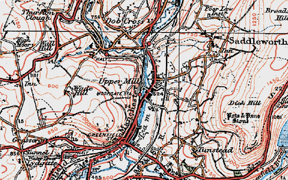 Old map of Uppermill in 1924
