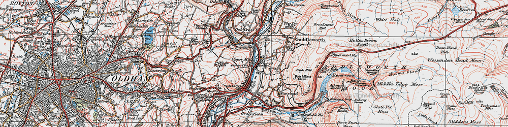 Old map of Uppermill in 1924