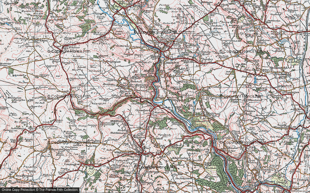 Old Map of Historic Map covering Bilberry Knoll in 1923