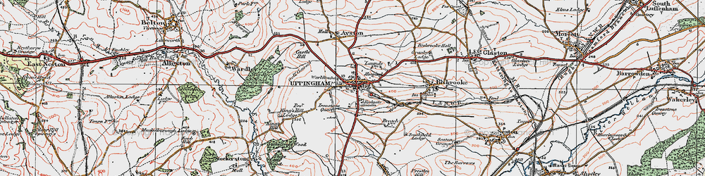 Old map of Uppingham in 1921