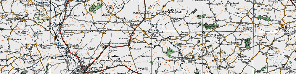 Old map of Badleys in 1921