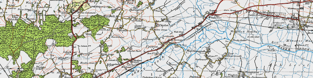 Old map of Upstreet in 1920