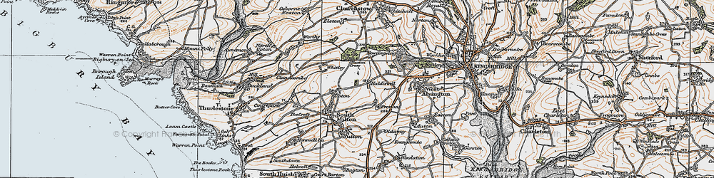 Old map of Worthy in 1919