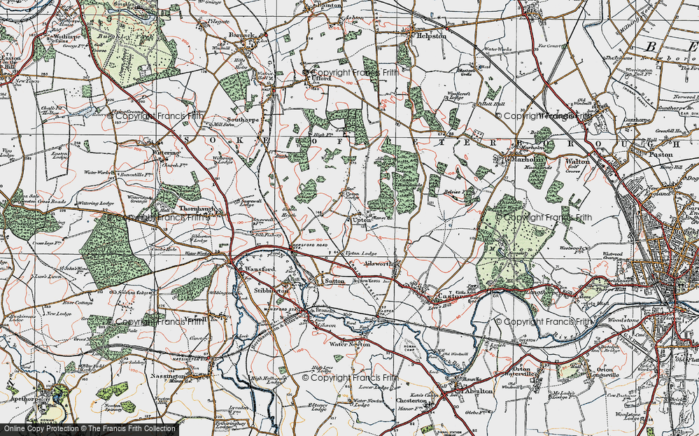 Old Map of Historic Map covering Ailsworth Heath in 1922