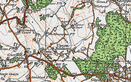 Old map of Upton Bishop in 1919