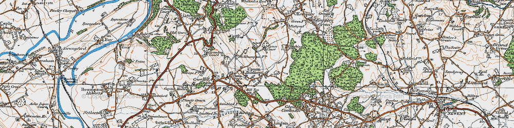 Old map of Upton Bishop in 1919
