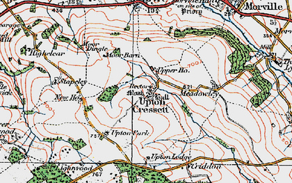 Old map of Upton Cressett in 1921