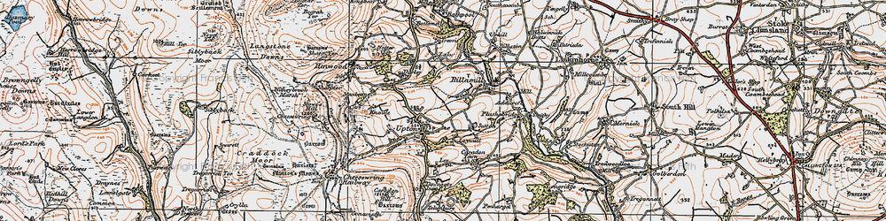 Old map of Upton Cross in 1919