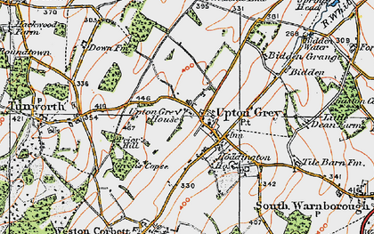 Old map of Upton Grey in 1919