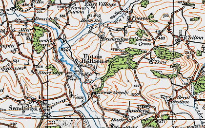 Old map of Upton Hellions in 1919