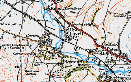 Old map of Upton Lovell in 1919