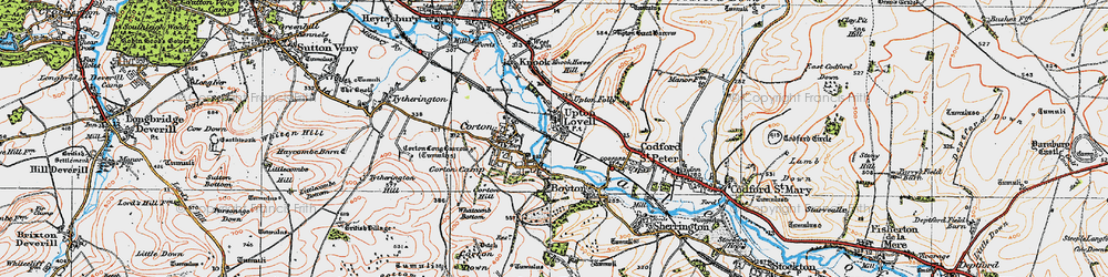 Old map of Upton Lovell in 1919