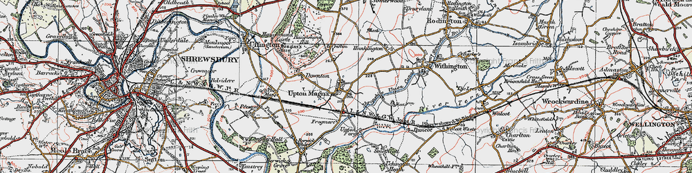 Old map of Upton Magna in 1921