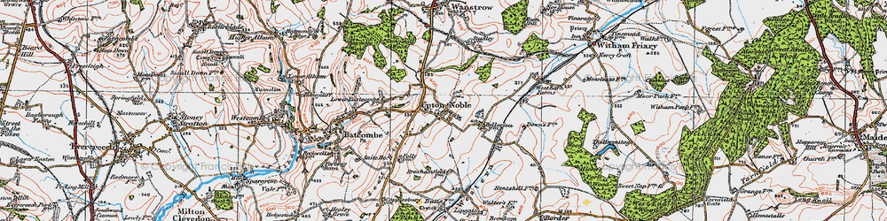 Old map of Upton Noble in 1919
