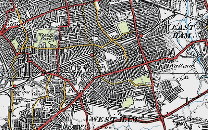 Old map of Upton Park in 1920
