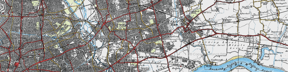 Old map of Upton Park in 1920