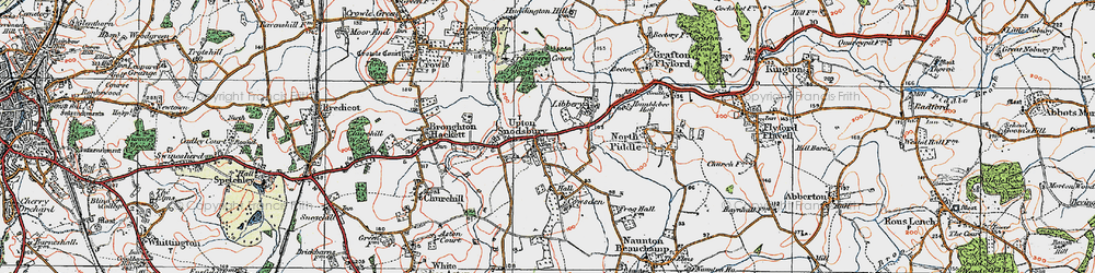 Old map of Upton Snodsbury in 1919