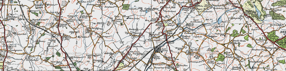 Old map of Upton Warren in 1919