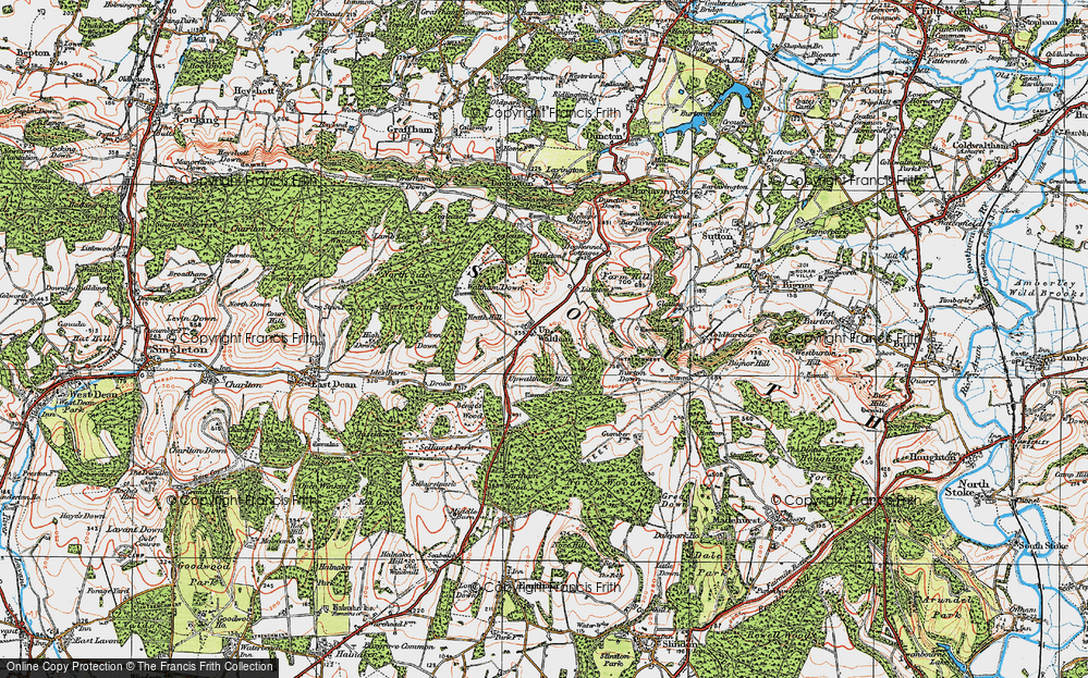 Old Map of Historic Map covering Burton Down in 1920
