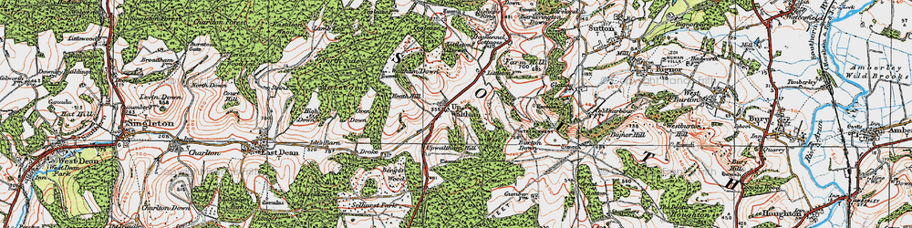 Old map of Upwaltham in 1920