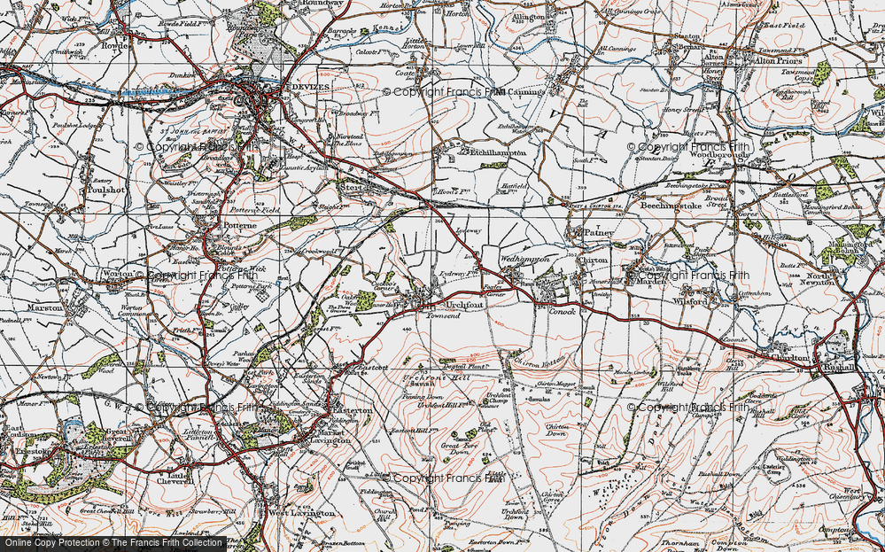 Old Map of Urchfont, 1919 in 1919