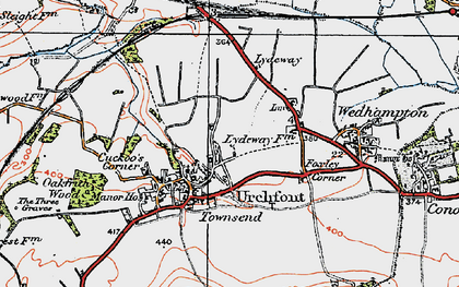 Old map of Urchfont in 1919