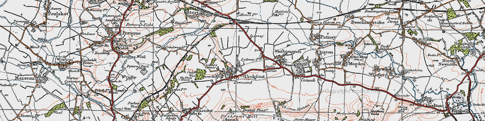 Old map of Urchfont in 1919