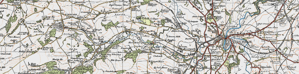 Old map of Ushaw Moor in 1925