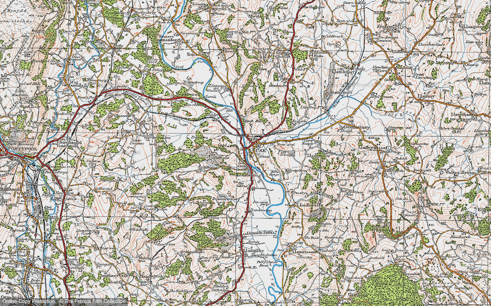 Old Map of Usk, 1919 in 1919