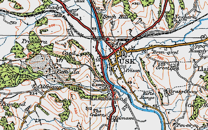 Old map of Usk in 1919