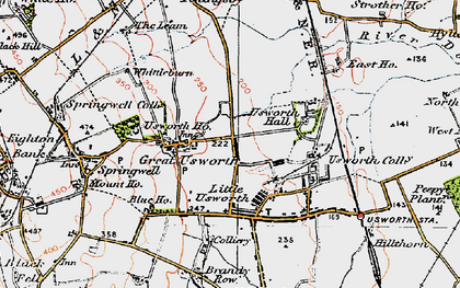 Old map of Usworth in 1925
