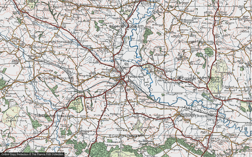 Old Map of Uttoxeter, 1921 in 1921