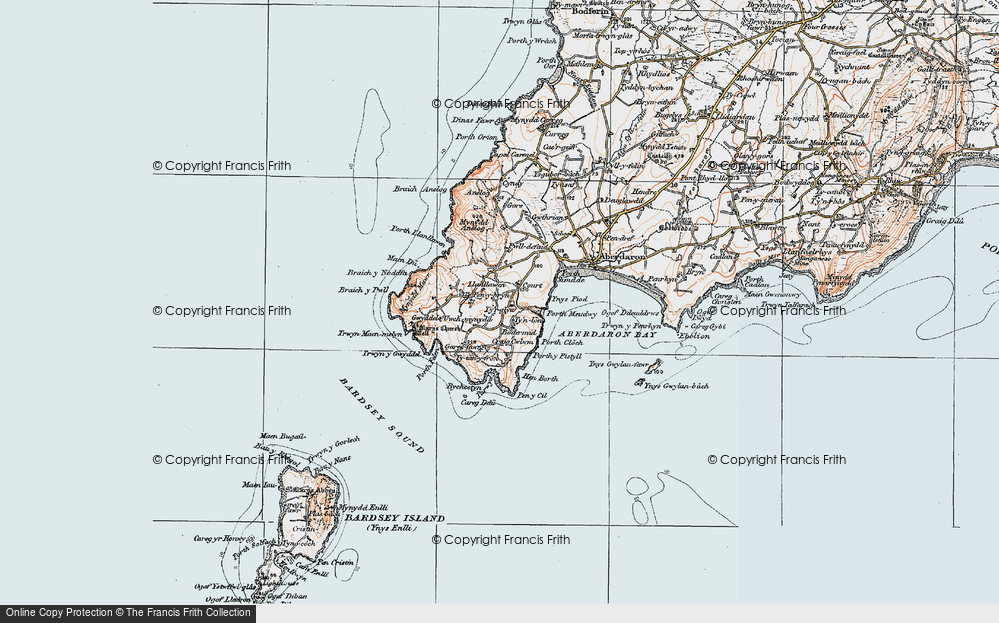 Old Map of Historic Map covering Tir Glyn in 1922