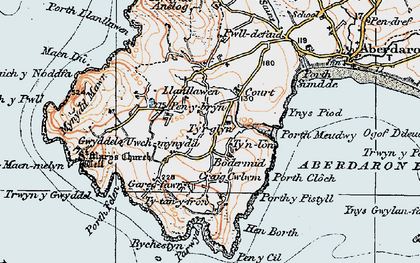 Old map of Braich y Pwll in 1922