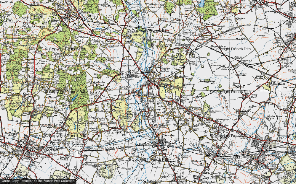 Old Map of Uxbridge, 1920 in 1920