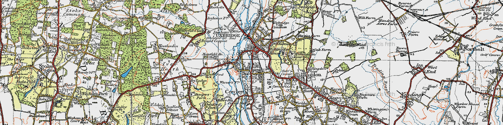 Old map of Uxbridge in 1920